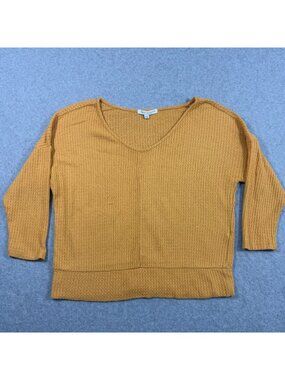 Green Envelope LA Women's S Mustard Waffle Knit Dolman Sleeve Top